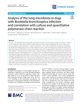 Analysis of the Lung Microbiota in Dogs with Bordetella Bronchiseptica