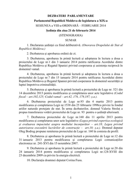 1 DEZBATERI PARLAMENTARE Parlamentul Republicii Moldova De