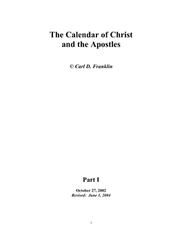 The Calendar of Christ and the Apostles