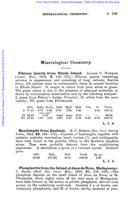 MINERALOGICAL CHEMISTRY. Ii