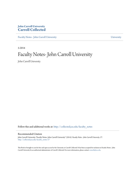 Faculty Notes - John Carroll University University