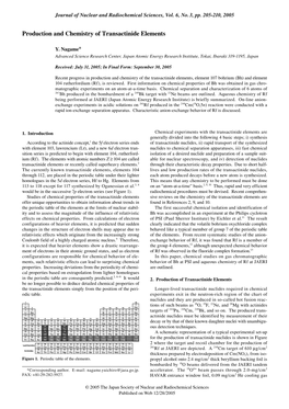 Production and Chemistry of Transactinide Elements