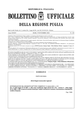 Bollettino N° 128 Pubblicato Il 05-11-2003