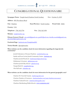 Congregational Questionnaire