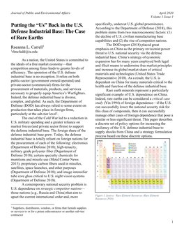 Back in the US Defense Industrial Base: the Case of Rare Earths