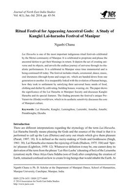 A Study of Kanglei Lai-Haraoba Festival of Manipur