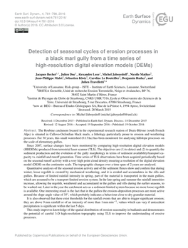 Detection of Seasonal Cycles of Erosion Processes in a Black Marl Gully from a Time Series of High-Resolution Digital Elevation Models (Dems)