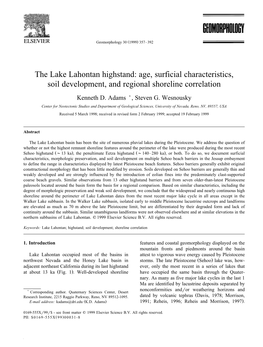 The Lake Lahontan Highstand: Age, Surficial Characteristics, Soil Development, and Regional Shoreline Correlation