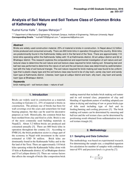 Analysis of Soil Nature and Soil Texture Class of Common Bricks of Kathmandu Valley