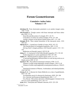 Forum Geometricorum � Cumulative Author Index �� � FORUM GEOM ISSN 1534-1178