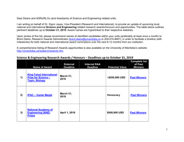 Science & Engineering Research Awards