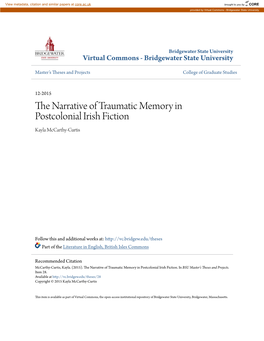 The Narrative of Traumatic Memory in Postcolonial Irish Fiction