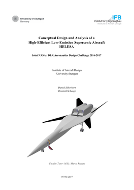 Conceptual Design and Analysis of a High-Efficient Low-Emission Supersonic Aircraft HELESA
