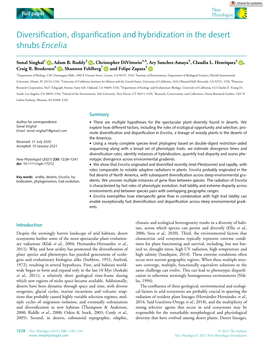 Diversification, Disparification and Hybridization in the Desert Shrubs