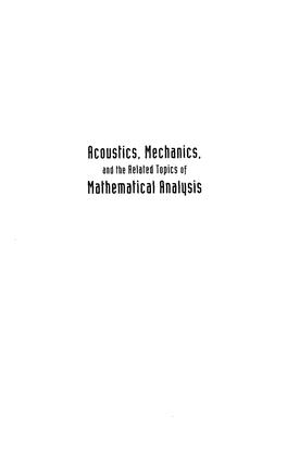 Acoustics, Mechanics, Mathematical Flnalqsis