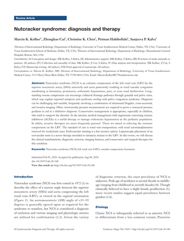 Nutcracker Syndrome: Diagnosis and Therapy