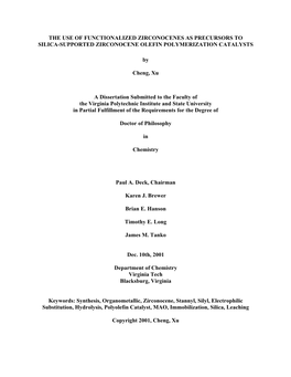 The Use of Functionalized Zirconocenes As Precursors to Silica-Supported Zirconocene Olefin Polymerization Catalysts