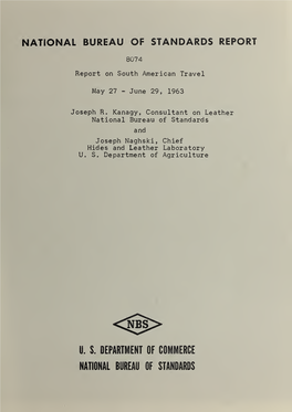 Report on South American Travel Concerning Standards in the Leather Industry May 27 - June 29, 1963 by Joseph R