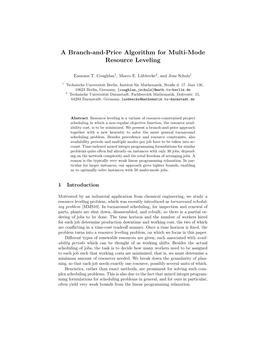 A Branch-And-Price Algorithm for Multi-Mode Resource Leveling