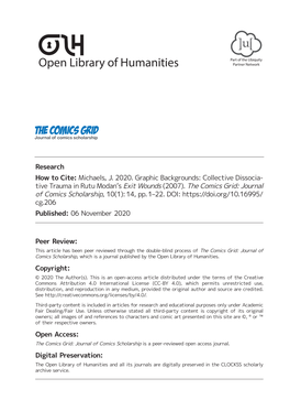 Graphic Backgrounds: Collective Dissociative Trauma in Rutu Modan’S Exit Wounds (2007) Jamie Michaels Independent Scholar, CA Jamie.Stern.Michaels@Gmail.Com