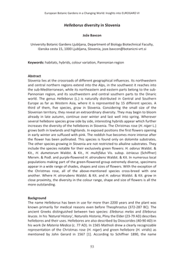 Helleborus Diversity in Slovenia