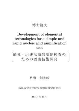 Development of Elemental Technologies for a Simple and Rapid Nucleic Acid Amplification