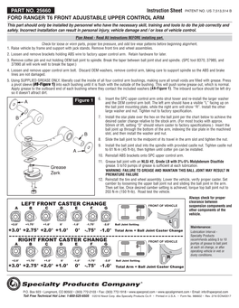 PART NO. 25660 Instruction Sheet FORD RANGER T6 FRONT