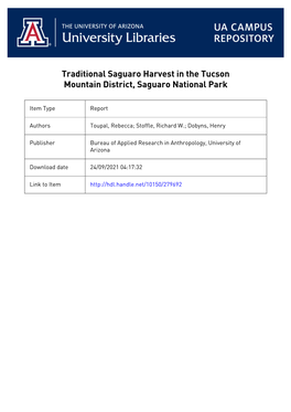 Traditional Saguaro Harvest in the Tucson Mountain District, Saguaro National Park