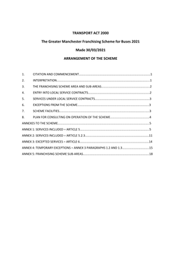 TRANSPORT ACT 2000 the Greater Manchester Franchising Scheme