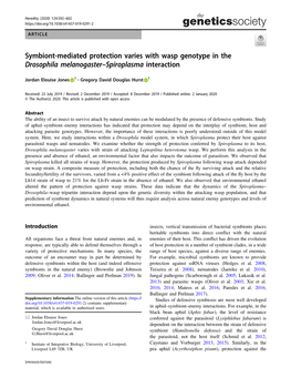 Symbiont-Mediated Protection Varies with Wasp Genotype in the Drosophila Melanogaster–Spiroplasma Interaction