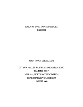 Railway Investigation Report R00h0004 Main Track