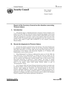 Report of the Secretary-General on the Situation Concerning Western Sahara