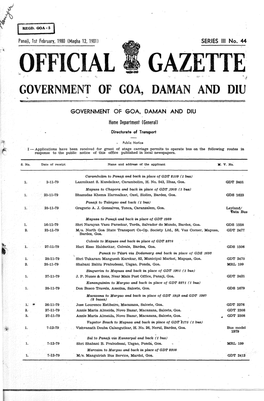 Official Gazette Government of Goa, Daman and Diu