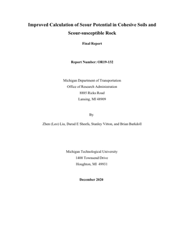 Improved Calculation of Scour Potential in Cohesive Soils And