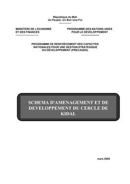 Schema D'amenagement Et De Developpement Du Cercle De Kidal