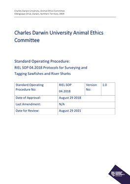 Protocols for Surveying and Tagging Sawfishes and River Sharks