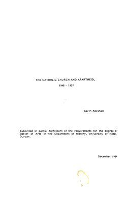 The Catholic Church and Apartheid, 1948