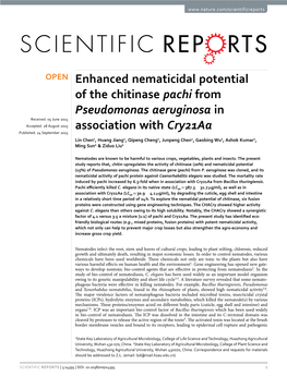 Enhanced Nematicidal Potential of the Chitinase Pachi from Pseudomonas