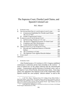 The Supreme Court, Florida Land Claims, and Spanish Colonial Law