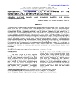 Depositional Framework and Stratigraphy of the Konshisha Area, Southern Benue Trough