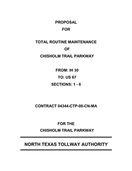 NORTH TEXAS TOLLWAY AUTHORITY Contract No.:04344-CTP-00-CN-MA