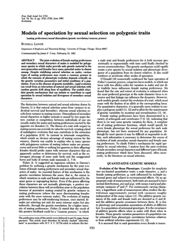 Models of Speciation by Sexual Selection on Polygenic Traits