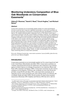 Monitoring Understory Composition of Blue Oak Woodlands on Conservation Easements1