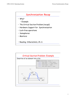 Synchronization: Recap