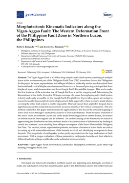 Morphotectonic Kinematic Indicators Along the Vigan-Aggao Fault: the Western Deformation Front of the Philippine Fault Zone in Northern Luzon, the Philippines