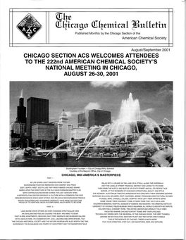 CHICAGO SECTION ACS WELCOMES ATTENDEES to the 222Nd AMERICAN CHEMICAL SOCIETY's NATIONAL MEETING in CHICAGO, AUGUST 26-30, 2001