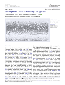Delivering CRISPR: a Review of the Challenges and Approaches