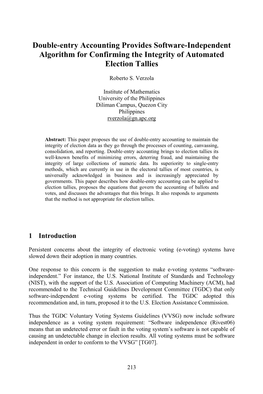 Double-Entry Accounting Provides Software-Independent Algorithm for Confirming the Integrity of Automated Election Tallies