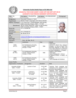 University Faculty Details Page on DU Web-Site