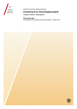 Innledning Til En Historiefaglig Biografi Tillegg Til Nansen